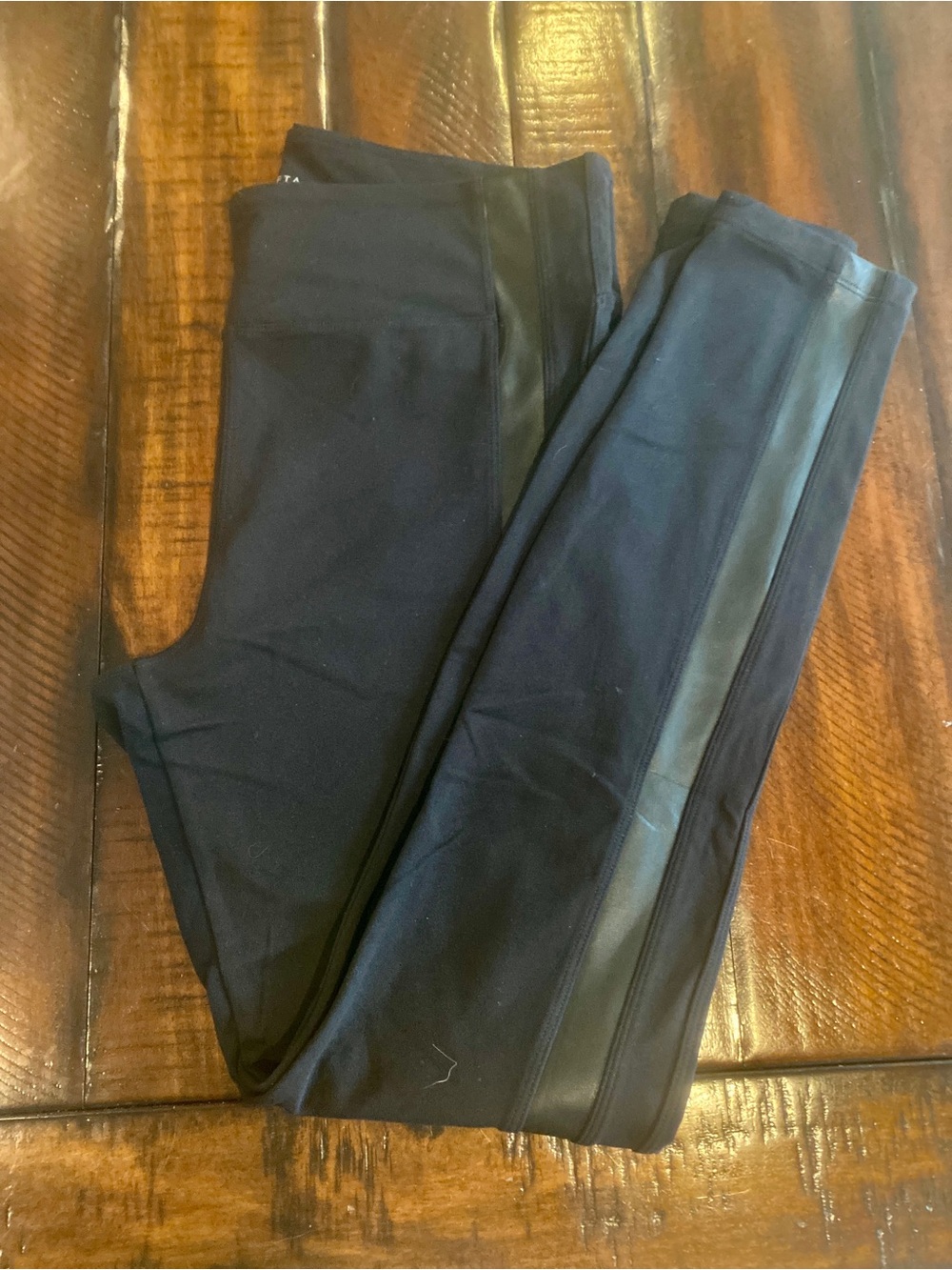 Athleta Black Leggings with Leather